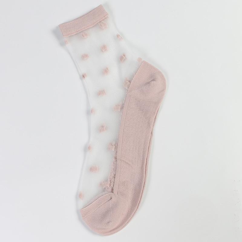 Ladies Spring and Summer New Fashion Casual Small Bow Glass Silk Socks