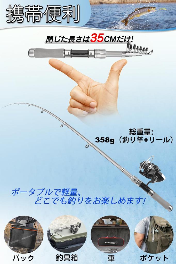 Fishing Carbon Rod Casting Spinning Fishing and Storage Bag Suitable for and Freshwater and Set 2.1m Rod, Reel, Pliers, Grip, Lures, Line, Included.