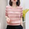 Women's Ice Silk Short Sleeved T-shirt Summer Striped Hollow Top Large Loose Knitted Cardigan
