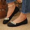 Women's Fashionable Casual Round-Toe Oversized Rhinestone Flats