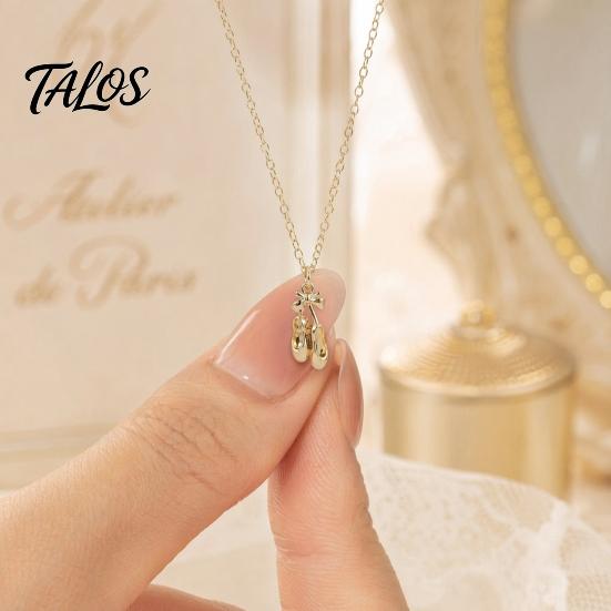 Lightweight Charm Necklace Ballet Shoes Necklace, Elegant Ballerina Pendant Dainty Comfortable Everyday Dancer Stylish Jewelry for Women Girls