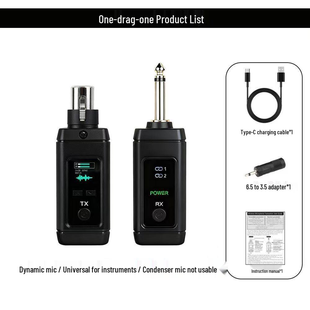 Wireless Transmitter Receiver for Electric Guitar, Saxophone, Bass - Audio Transmission Cable