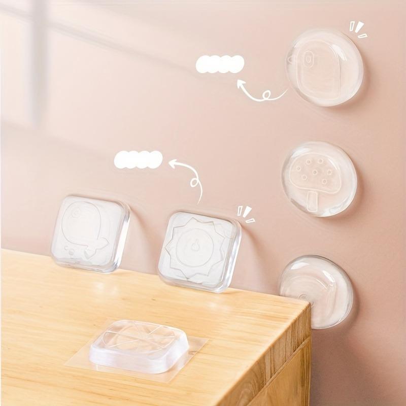 2pcs Clear Silicone Door Crash Mat and Door Stopper, Transparent Anti-Collision Buffer for Doors & Refrigerators