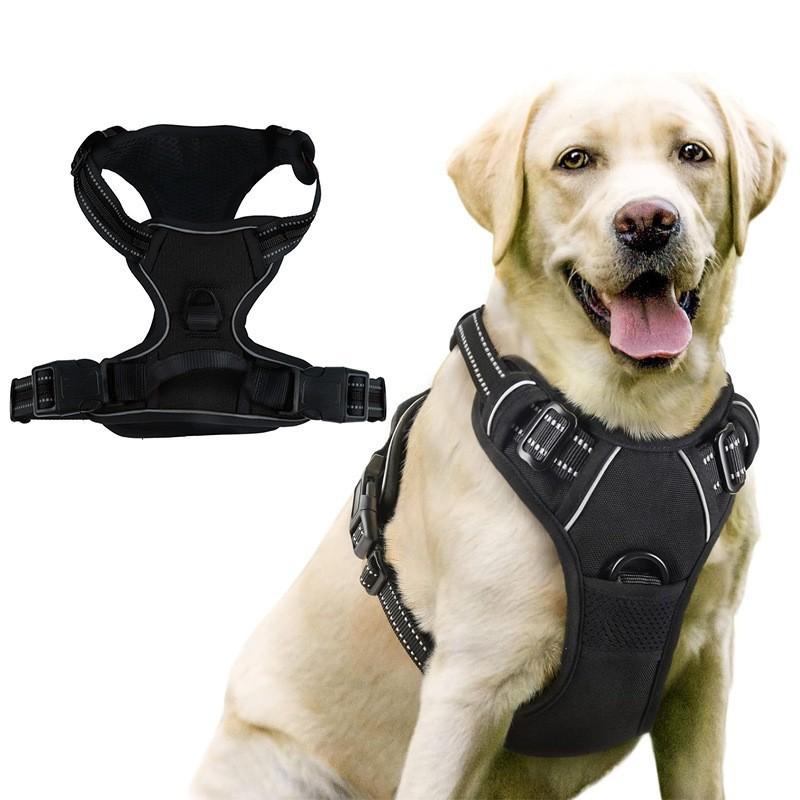 Adjustable Reflective Dog Harness With Leash Large Dogs Anti-Pull No-Choke Chest Vest Nylon Pet Walking Gear