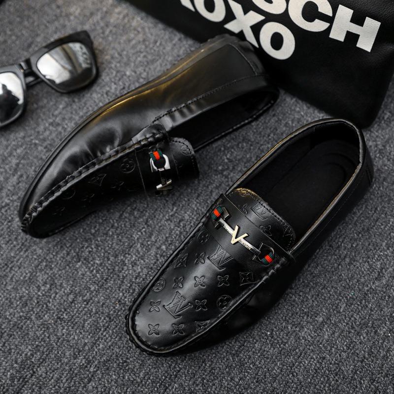 

Doudou shoes men s spring new men s leather shoes casual lazy foot cover trend shoes breathable and lightweight 44 чёрный