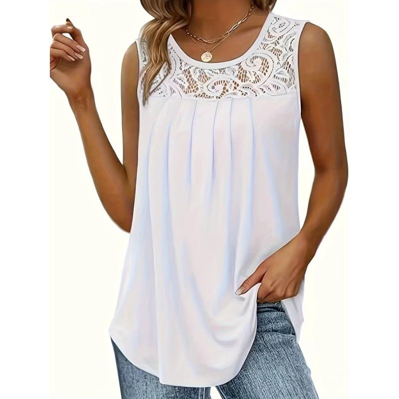 TIFICY Damenmode, lässig, Sommer, Frühling, einfarbiger Druck, ärmellos, O-Ausschnitt, Blusen und Hemden