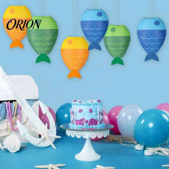 Paper Fish Hanging Lanterns Fish-Shaped Lantern, Ocean Theme Folding Lantern for Festival Party, Lightweight Decor Photo Backdrop, Birthday,