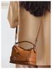 2025 Autumn Geometric Cowhide Crossbody Biker Bag - Large Capacity Genuine Leather Handbag for Women