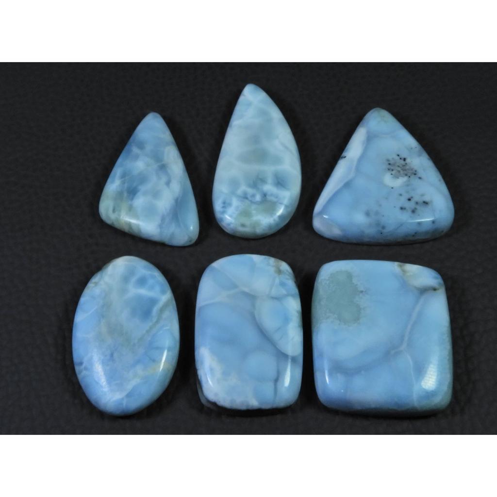 257Cts. Natural Larimar Pectolite Mix Cabochon Loose Gemstone 06 Pcs Lot C-821