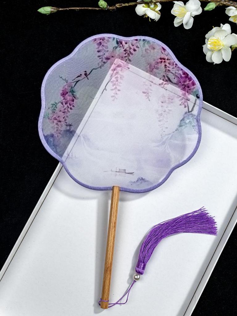 Translucent Ancient Style Round Dance Fan for Hanfu Costumes - Women's Classical Chinese Craft Fan