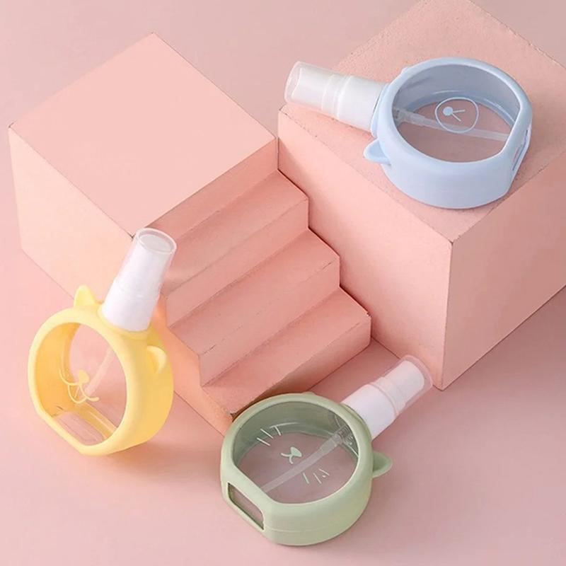 55Ml Cartoon Cat Small Spray Refillable Bottle Disinfection Alcohol Fine Makeup Bottle Cute Silicone Cover Perfume Spray Bottle
