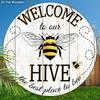Garden Decoration, Wooden Hanging Decorative Signs, "WELCOME" Logo, Bee Pattern, 2D Graphic Products, Housewarming Gifts for Friends
