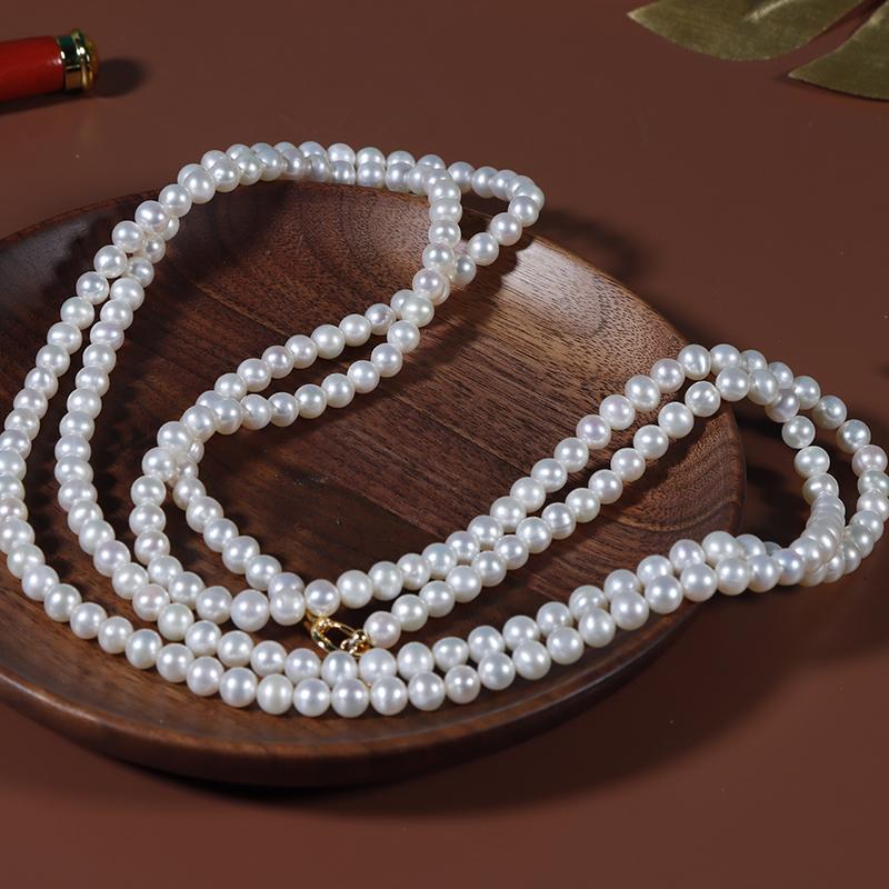 Classic Jewelry Design 120cm Natural Freshwater Pearl Sweater Chain Long Wear 6mm Round Pearls