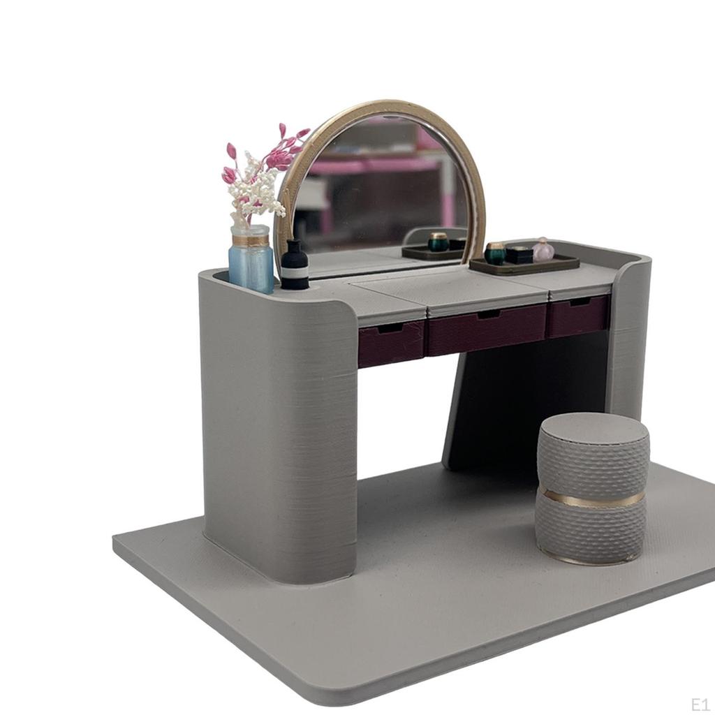 Puppenhaus Miniatur Schminktisch Modell, Mini Make-up Ankleide mit Spiegel, Winzig, Minihaus