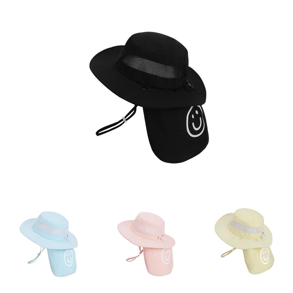 Childrens Summer Sun Hat With Large Brim And Neck Flap For Outdoor Play