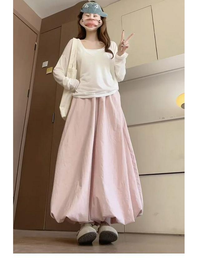 Women's Slimming Wide-Leg Bud Pants - Summer 2026, Yellow, College Style, Loose Straight-Leg, Drapey
