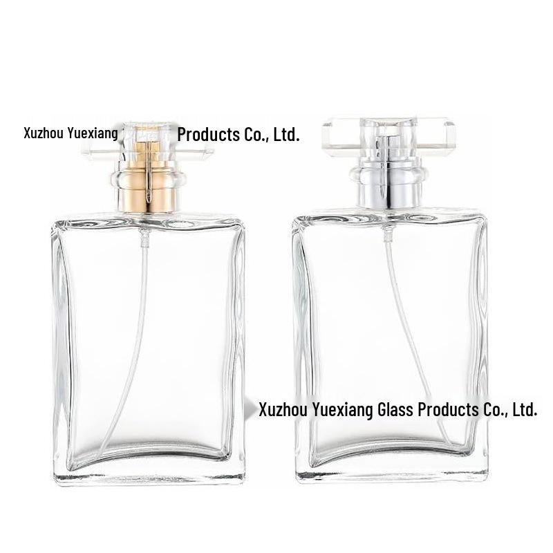 Transparent Glass Perfume Bottles - Square Spray and Screw Cap Design for Travel