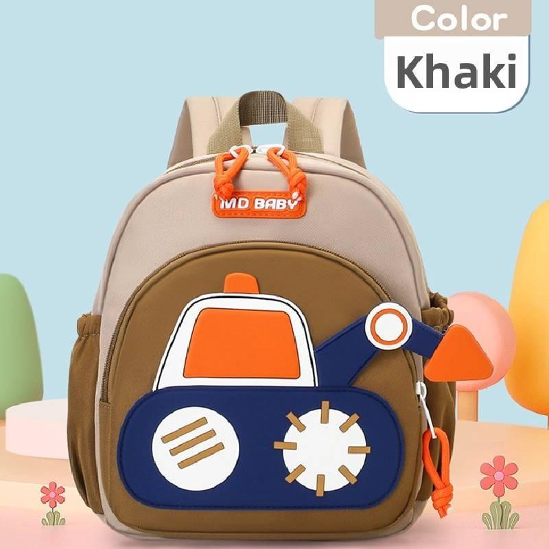 Cartoon Excavator Kids Backpack With Breathable Nylon For Preschool Children