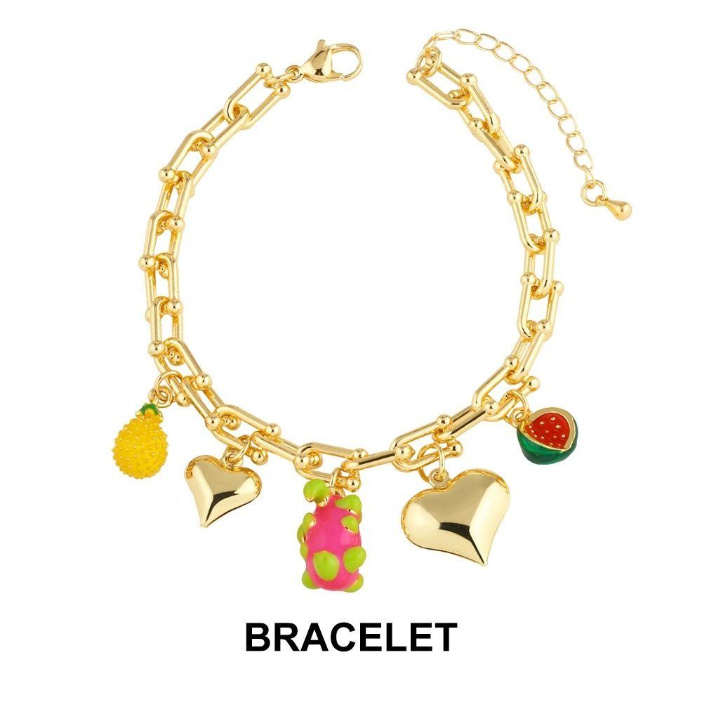 Retro European Style Strawberry Necklace Fruit Series Pitaya Chain Choker Cherry Bracelet Spring