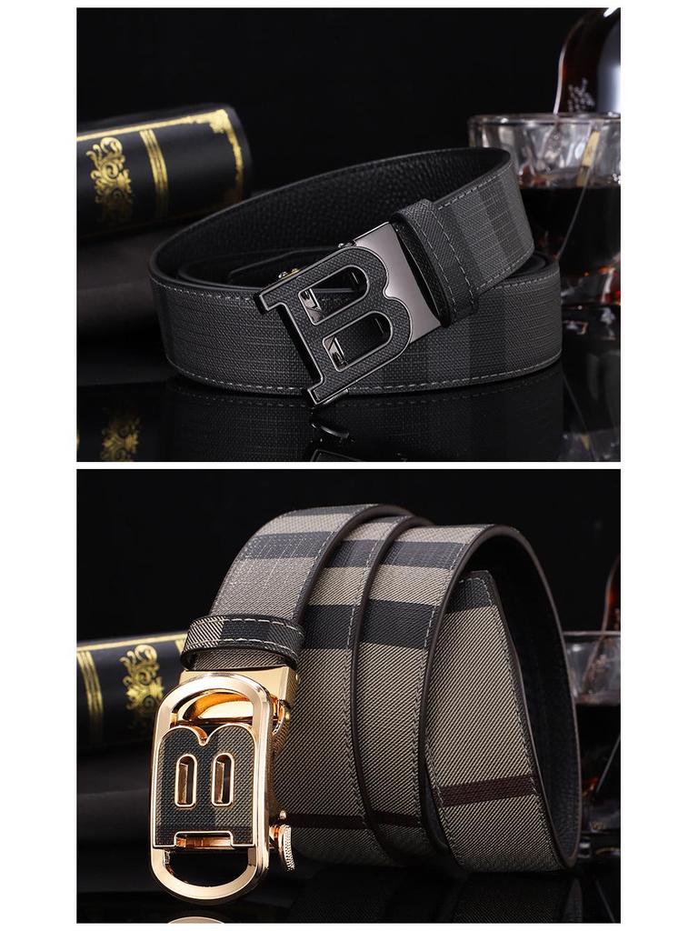 B Brand Men's Automatic Embossed Leather Belt - Versatile Business Style