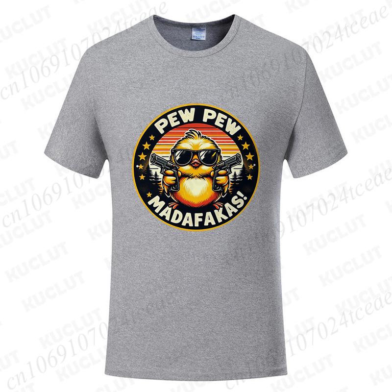 Pew Pew Madafakas Men's T-shirts Cute Chick Funny Graphic Tops Summer Short Sleeve Tees Trendy Streetwear Male Oversized Clothes