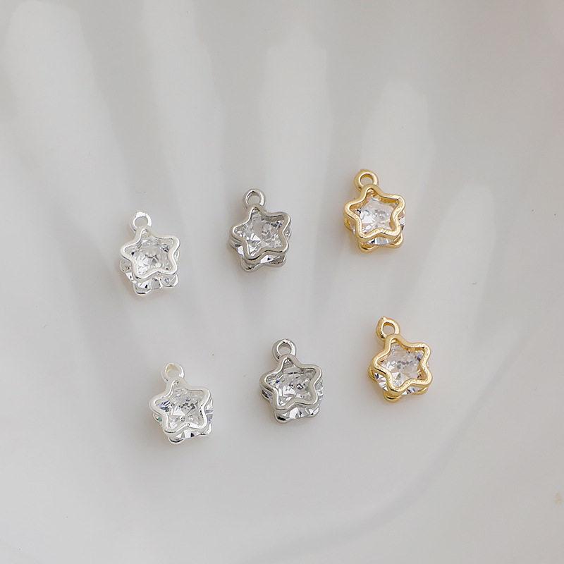 14K Gold-Filled Zircon Flower Pendant Charm for DIY Jewelry