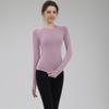 Women's Slim Fit Long Sleeve Yoga and Running Top - Quick-Drying, Breathable, Round Neck for Autumn and Winter Workouts
