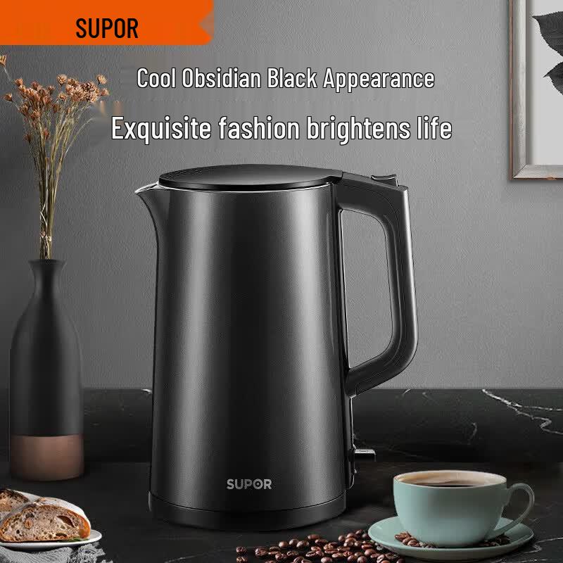 SUPOR 1.7L Double-Layer Anti-Scald Electric Kettle CN Plug (adapter Included)