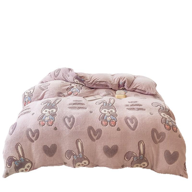 Winter Milk Velvet Flannel Duvet & Bed Sheet Set - Thick, Double-Sided, High Gram Weight, 3-Piece