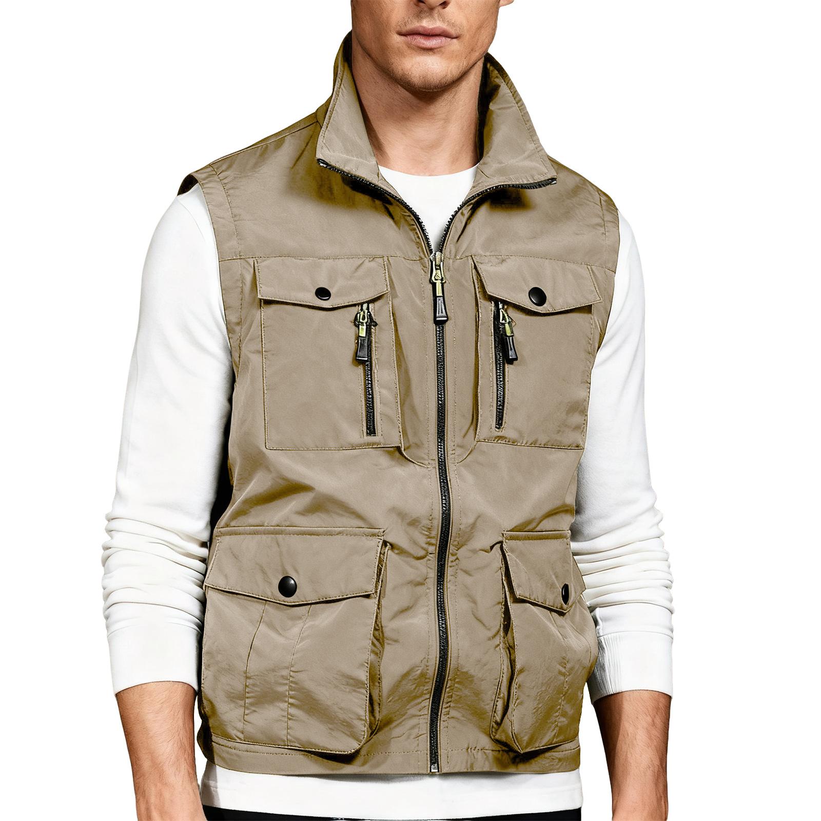 

Mens Outdoor Athletic Vest Fishing Travel Lightweight Sleeveless Jackets Photographer Work Vest With Multi Pockets XL