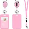 1Pc Sliding ID Badge Holder Solid Color Plastic Card Case Protector Pouch with Clear Window for School Id Credit Cards Key Cards