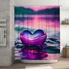 Colorful Heart Shape Shower Curtain Waterproof Decoration For Bathroom Pink Purple Blue Swirl Waves Print Fabric Home Supplies A
