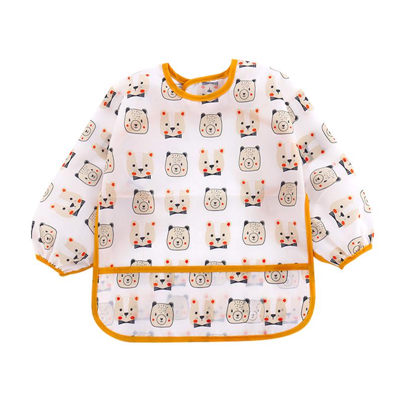 Cute Baby Bibs Toddler Baberos Bavoir Waterproof Long Sleeve Apron Cartoon Animals Children Feeding Smock Bib Baby Stuff 0-3Y