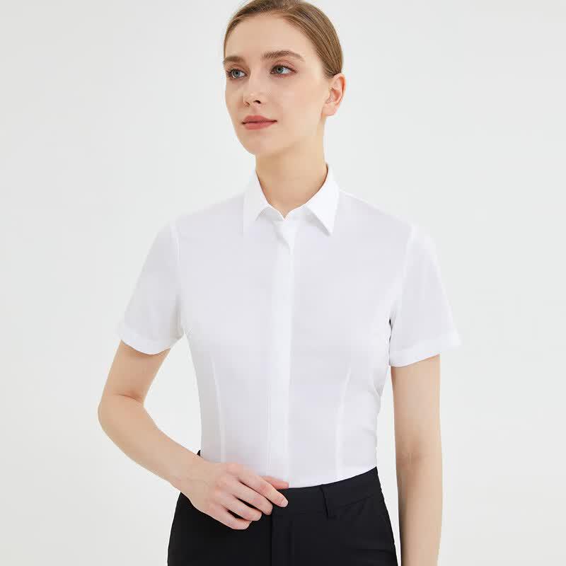 Fengxun Women s Non-Iron Short-Sleeve Cotton Shirt 37