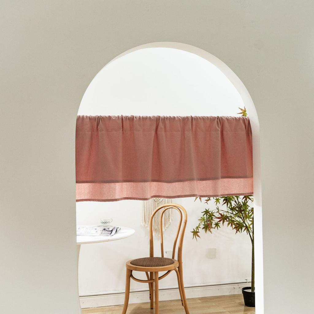 Farmhouse Short Curtain 100% Cotton Drapes for Bathroom Small Window Rod Pocket Tier Curtains Cafe Kitchen Closet Doorway Decor