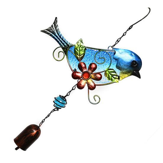 

Колокольчик ветра, износостойкое тиснение, птица, многоцветное винтажное стекло, подвесной колокольчик для дома синий