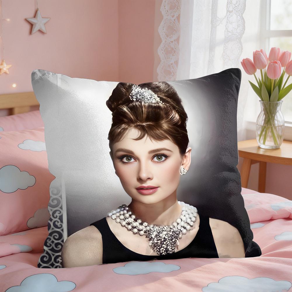 Classic AAudrey HHepburn Cushion Cover Square Short Plush Pillow Case Living Room Sofa Home Decor Funda X