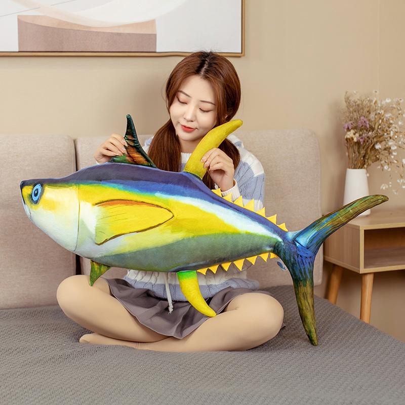 Large Tuna Throw Pillow Cushion Plush Toy Doll Simulation Blue Marlin Doll Girl Holding Sleeping Doll