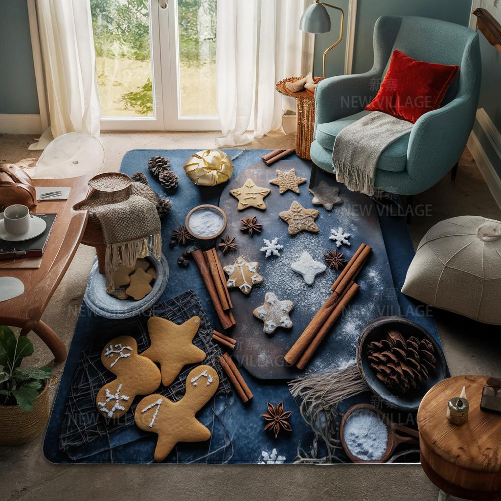 House Entrance Carpet Home Door Mat Living Room Bath Foot Bathroom Non-slip Water Absorption Rugs Bath Merry Christmas Winter