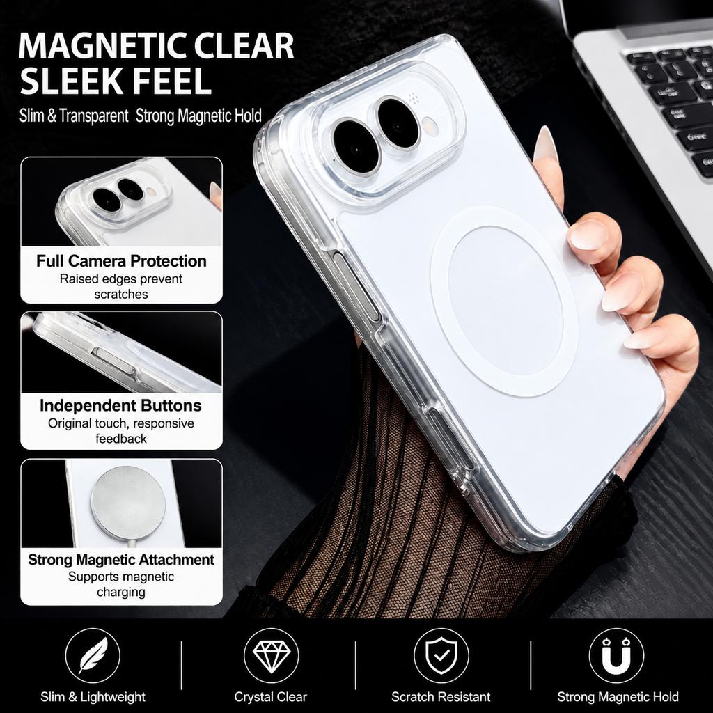 Custodia Cover Pieghevole Trasparente Chiara per iPhone Ultra 18 Fold 18ultra Accessori di Ricarica Wireless Magnetica Funda