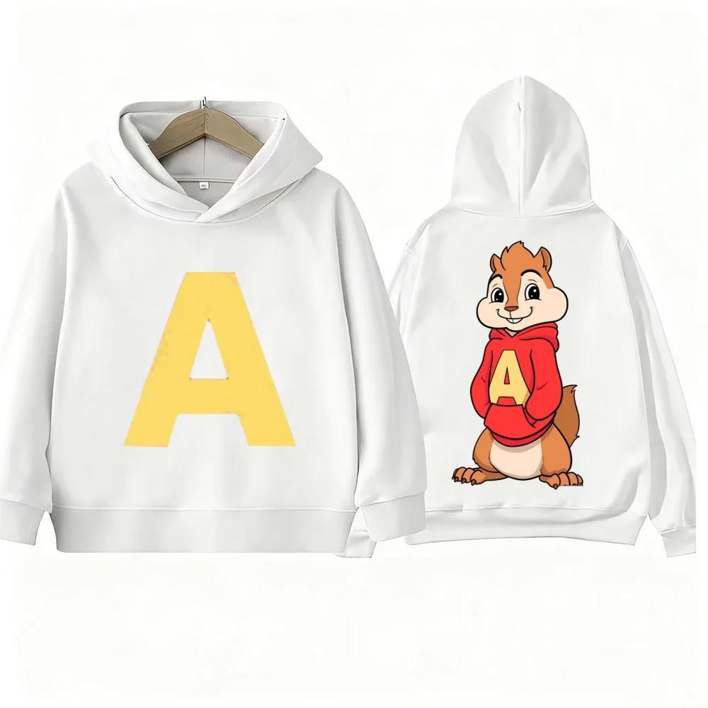 Sweat à capuche dessin animé Alvin et les Chipmunks Vert et Rouge Promotion Film pour enfants Animation Manches longues Sweat à capuche