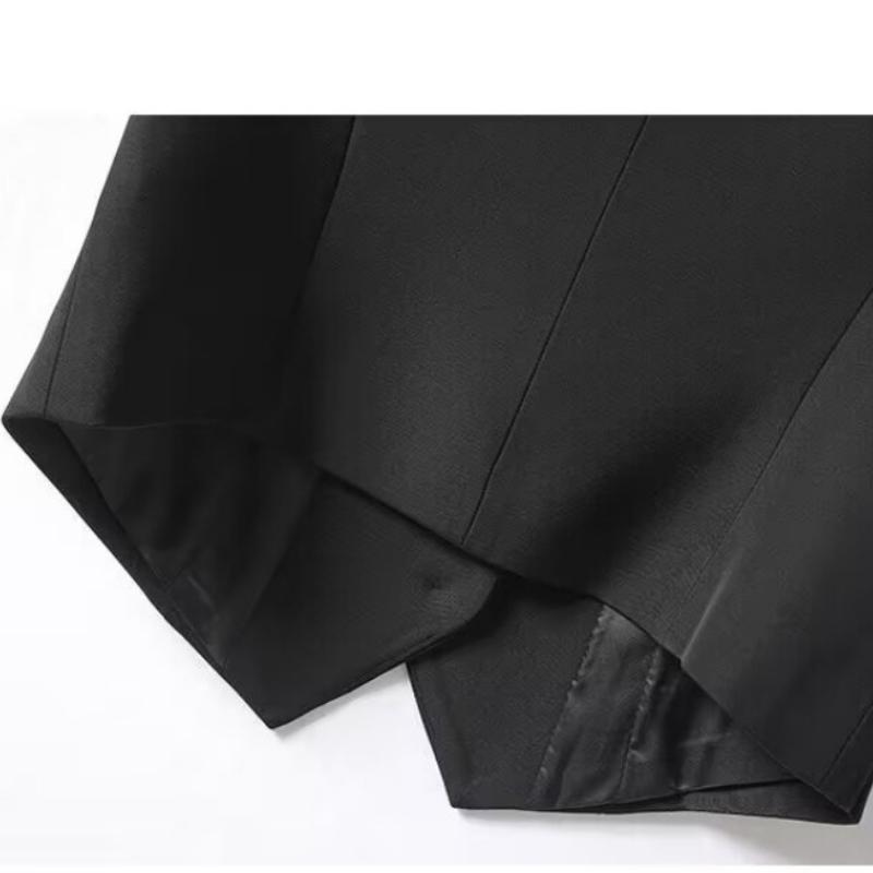 Women's Suit Waistcoat Solid Color Slim Fit Commuting Style Vest Jacket V-neck Pocket Decoration Short Ladies Top