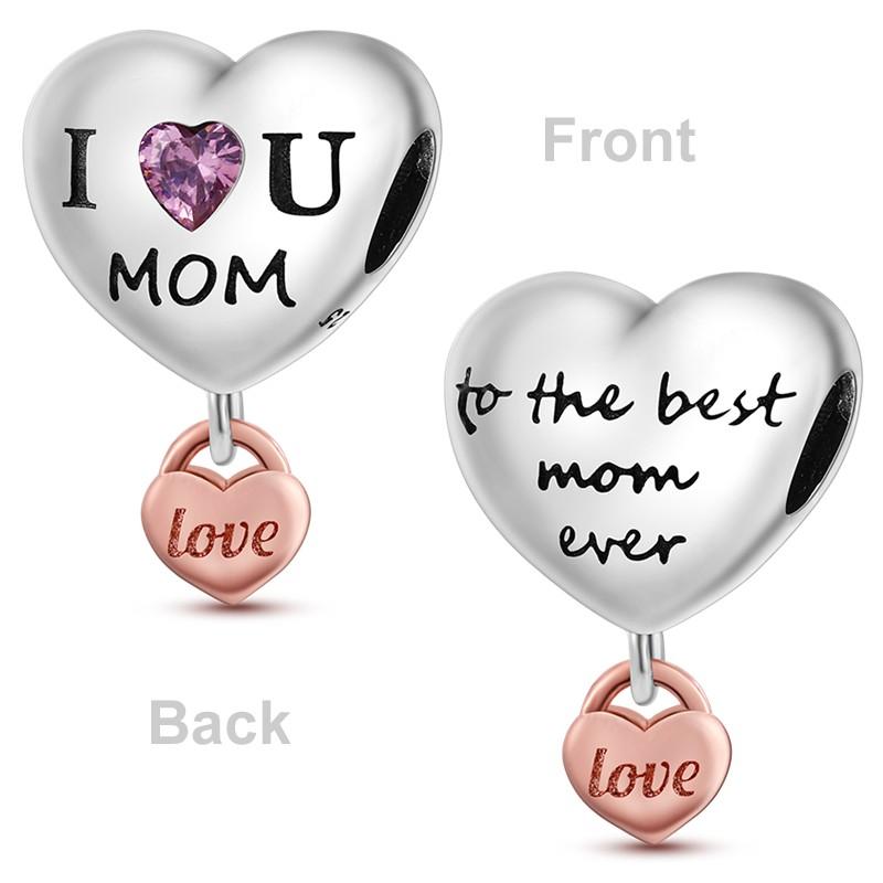 Heart Shape Copper Family Lover Affection Pendant Charm Beads Fit Original Fashion Bracelet Diy Jewelry For Women