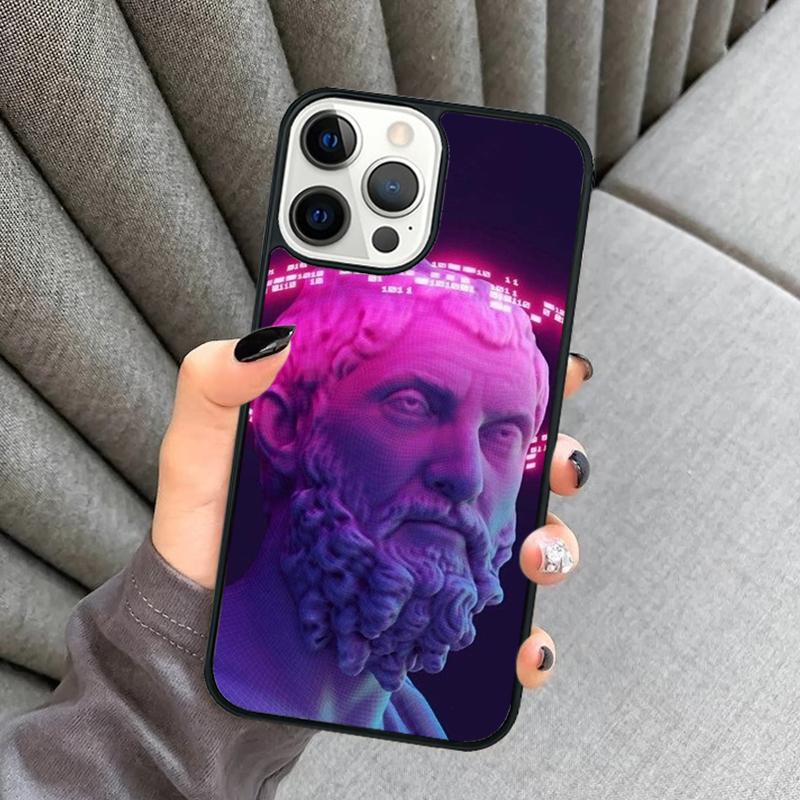 Statue Vaporwave Glitch Art Phone Case For iPhone 16 15 13 14 Pro Max 11 12 Mini Plus 2022 XR XS MAX Cover Coque