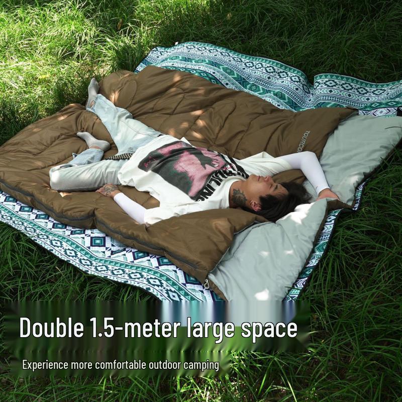 Double Adult Sleeping Bag: Portable, Thick Warm Quilt for Outdoor Camping, Autumn/Winter Use, Dual-Use Cold Protection