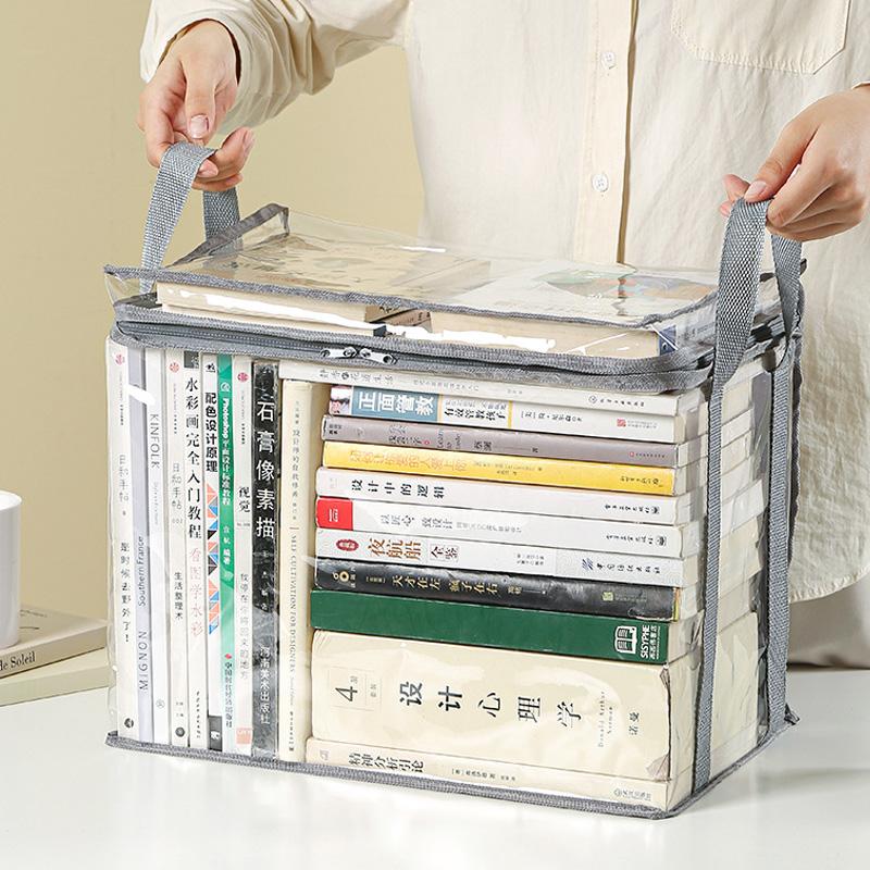 Foldable Book Box Student Dormitory Classroom Book Organizer Storage Case Transparent Waterproof Household Book Storage Box