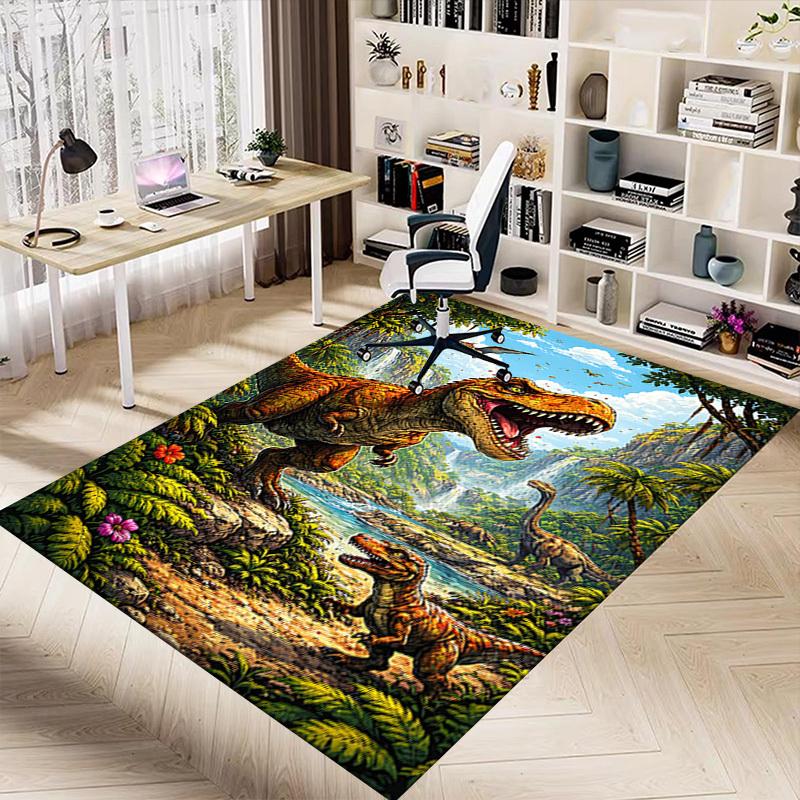 1PC Dinosaur Rainforest Extra Large Non Slip Floor Carpet, Office, Family, Bedroom Large Area Rug Indoor Rugs, Vibrant Colors