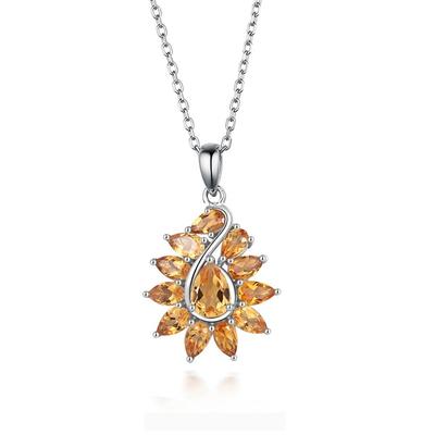 Argent sterling 925 Magnifique design citrine naturelle Pierre précieuse pendentif collier Bijoux fins Anniversaire & Banquet Cadeau pour femmes