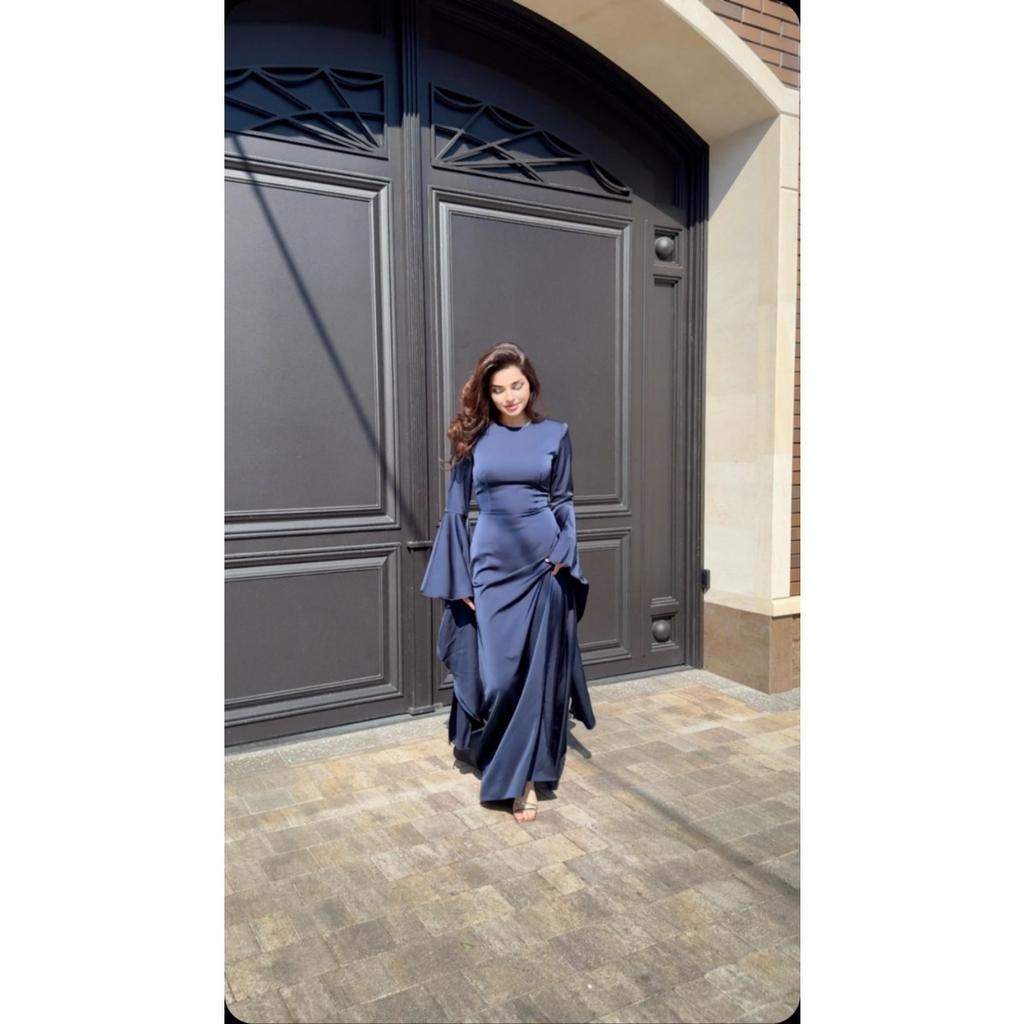 Fall Winter New Women's Flared Sleeves Flowy Skirt Evening Dress for Crossborder Evening Party