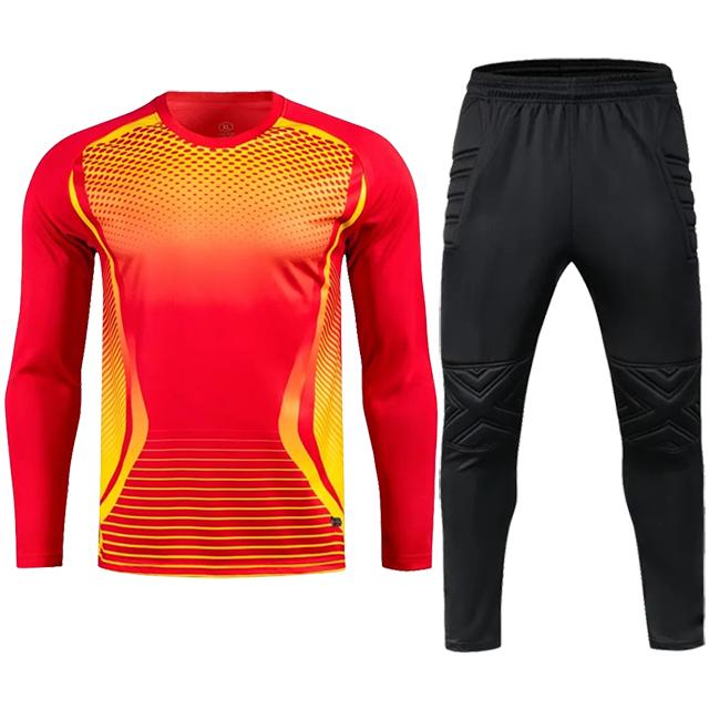 Herren Erwachsenen Fußball Torwart Uniform Schutzschwamm Fußball Langarm Kinder Training Torwart Fußball Trikot Oberteil Hose